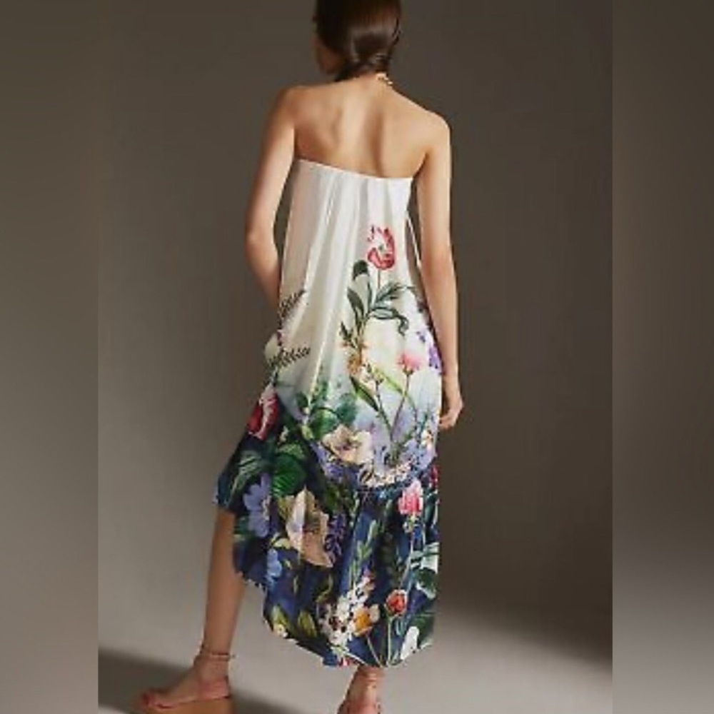 Anthropologie Floral Strapless Maxi Dress Sz M - Picture 3 of 7